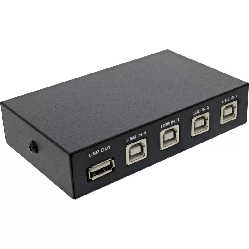 InLine USB 2.0 -kytkin manuaalinen USB-A-laite 4 tietokoneeseen kaapelilla