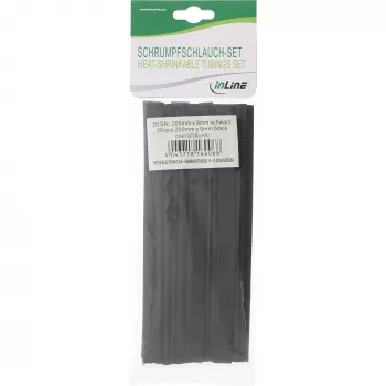 Supistussukka-sarja InLine 200 mm pituus, halkaisija 9 mm → 4,5 mm, 20 kpl, musta