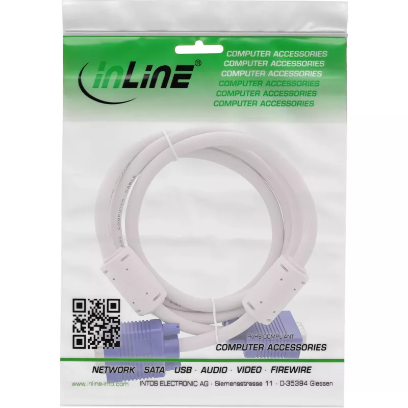 InLine S-VGA-kaapeli 15 HD harmaa uros/uros 2 m