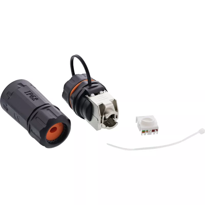 InLine Cat.6A liitinsarja, vesitiivis IP68, 2x RJ45 F/F, 1:1