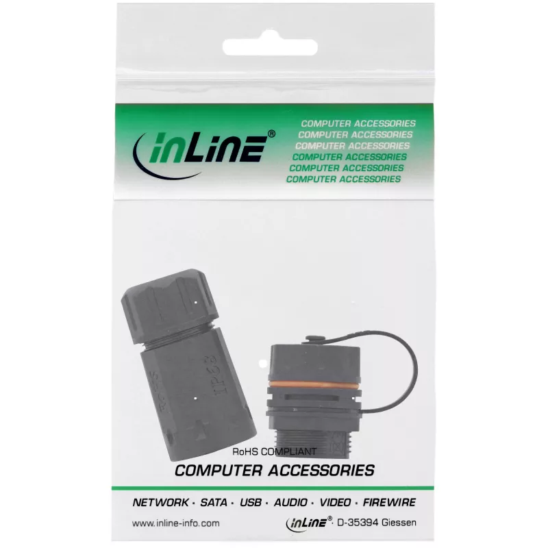 InLine Cat.6A liitin, vesitiivis IP68, 2x RJ45 F/F, 1:1