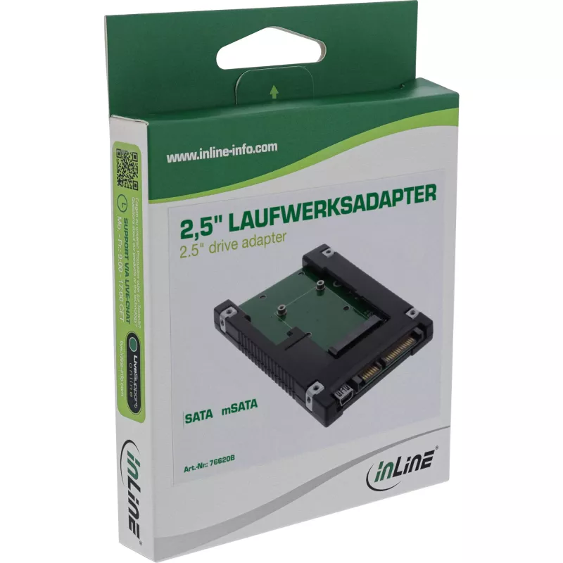 InLine asemasovitin 2,5 tuuman SATA – mSATA SSD 76620B musta