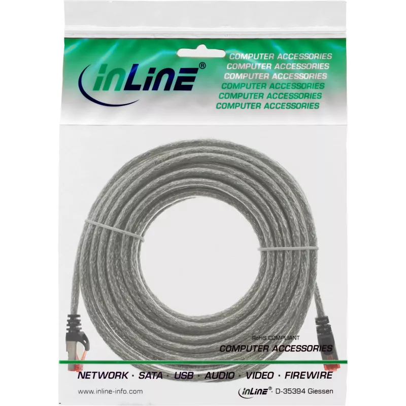 InLine verkkokaapeli S/FTP PiMF Cat.6 250MHz PVC kupari läpinäkyvä 10m