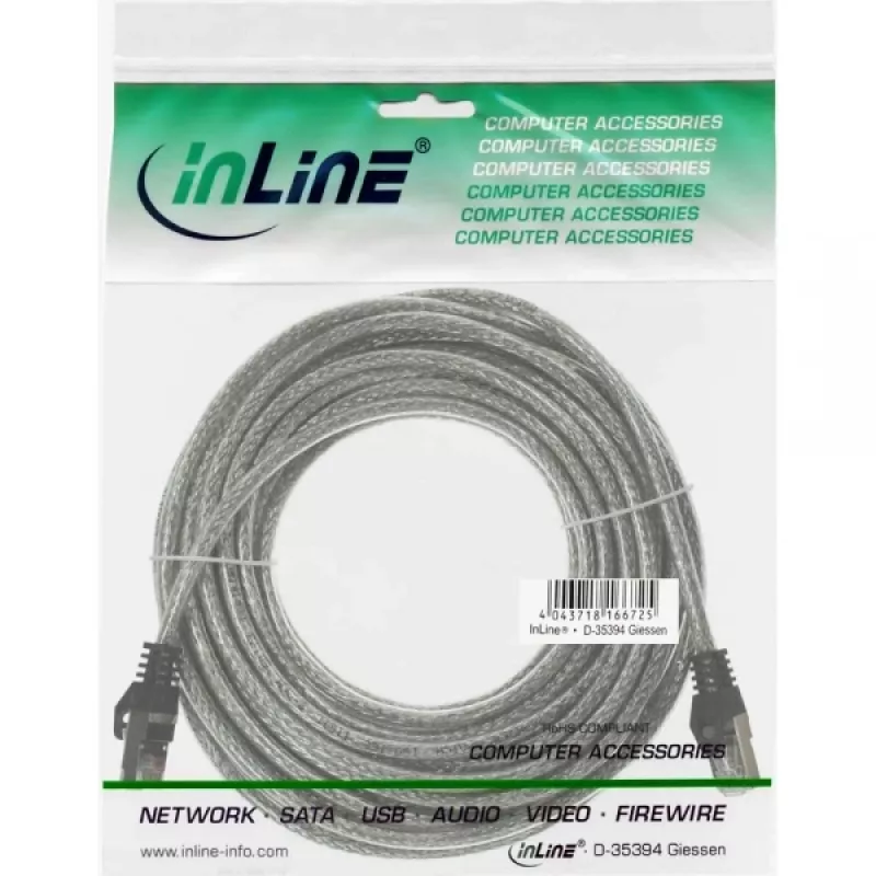 InLine patch-kaapeli SF/UTP Cat.5e läpinäkyvä 7,5 m