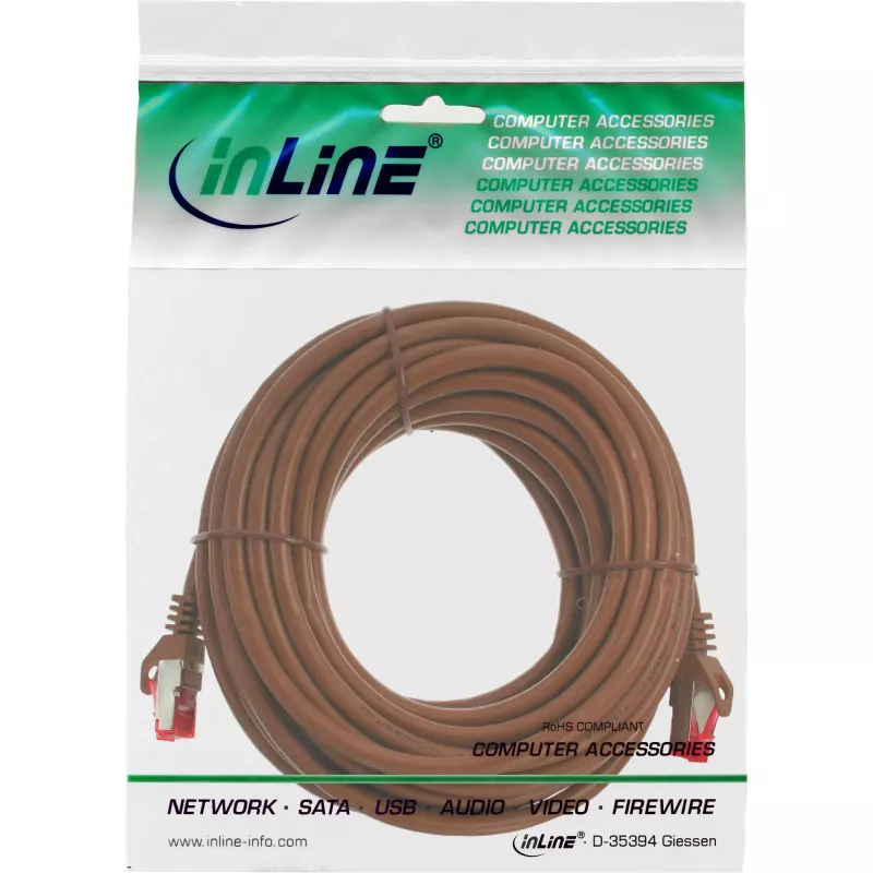 InLine verkkokaapeli S/FTP PiMF Cat.6 250MHz PVC kupari ruskea 20m