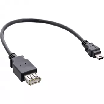 InLine USB 2.0 -kaapeli, pistorasia A / Mini-5-pin-pistoke, 0,2 m, 0,2 m, Mini-USB B, USB A, USB 2.0, pistoke/pistorasia, musta
