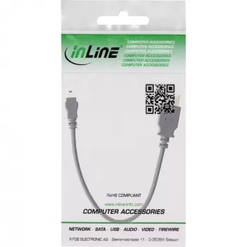InLine USB 2.0 -kaapeli, pistorasia A / Mini-5-pin-pistoke, 0,2 m, 0,2 m, Mini-USB B, USB A, USB 2.0, pistoke/pistorasia, musta