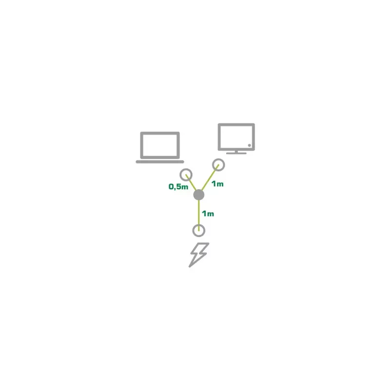 InLine Y-virtakaapeli CEE 7/7 kulmapistoke / 3-napainen IEC C13 ja C5 pistoke, 2 m