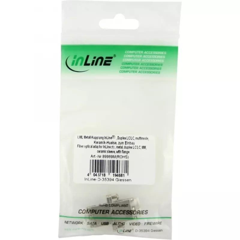 InLine kuituadapteri metalli Duplex LC/LC MM keraaminen holkki laipalla 89989M
