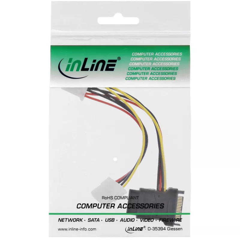 SATA-virtakaapeli SATA-pistorasia / 3x 4-pin-Molex-pistoke 0,15 m InLine 29679