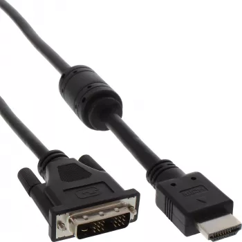 InLine HDMI-DVI-kaapeli 19-pin uros / 18+1 uros + ferriittisydän musta 3 m
