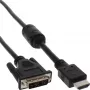 InLine HDMI-DVI-kaapeli 19-pin uros / 18+1 uros + ferriittisydän musta 3 m