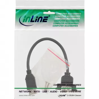 InLine USB 2.0 -sovitinkaapeli Type-A naaras / rungon liitäntä Type-A, 0,2 m