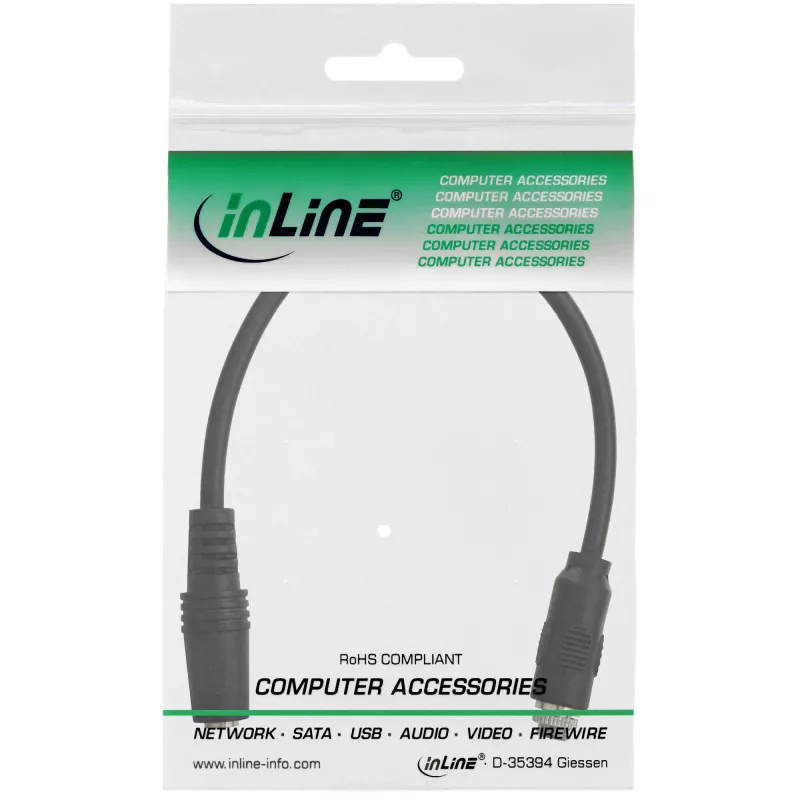 InLine audio-sovitinkaapeli, 3,5 mm stereo naaras-naaras, yhdellä vaipalla, 0,2 m