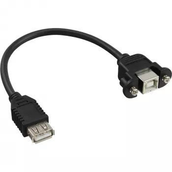 USB 2.0 -sovitinkaapeli Type-A naaras / rungon liitäntä Type-B InLine 33441F 0,2 m