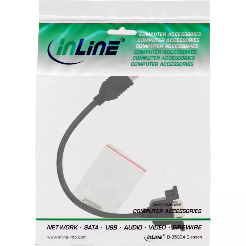 USB 2.0 -sovitinkaapeli Type-A naaras / rungon liitäntä Type-B InLine 33441F 0,2 m