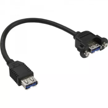 InLine USB 3.0 -sovitinkaapeli Type-A naaras / rungon liitin Type-A, 0,20 m
