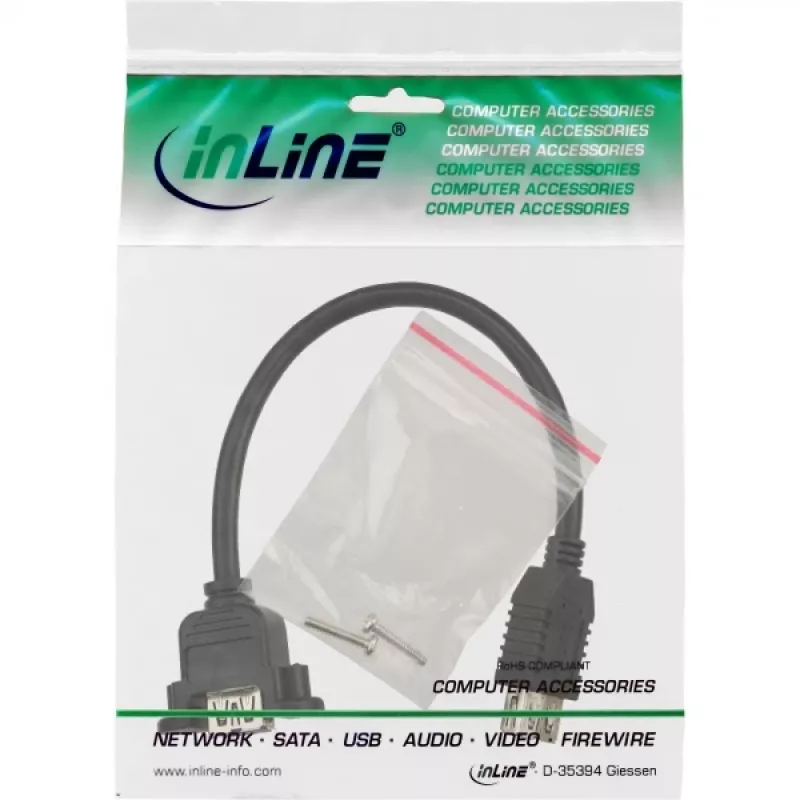 InLine USB 3.0 -sovitinkaapeli Type-A naaras / rungon liitin Type-A, 0,20 m