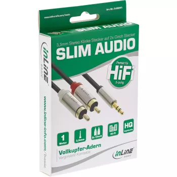 Audiokaapeli 3,5 mm uros 2x RCA-uros InLine Basic ohut S-99241