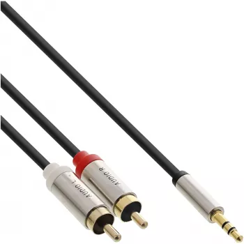 Audiokaapeli 3,5 mm uros 2x RCA-uros InLine Basic ohut S-99241