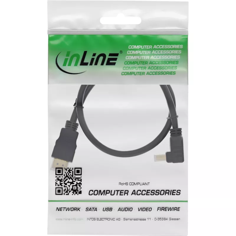 InLine High Speed HDMI-kaapeli Ethernetillä, kulmaliitin, 5 m