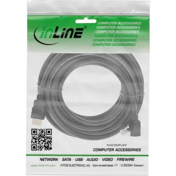 InLine High Speed HDMI-kaapeli Ethernetillä, kulmaliitin, 10 m