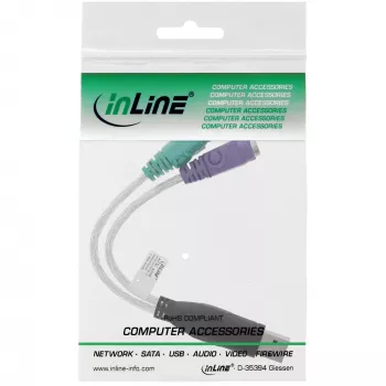 InLine USB-PS/2-muunnin USB Type-A uros / 2x PS/2 naaras