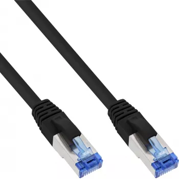 InLine verkkokaapeli S/FTP PiMF Cat.6A halogeeniton 500MHz musta 0,25m