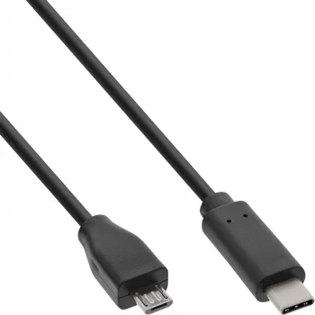 InLine USB 2.0 -kaapeli, USB-C-uros / Micro-B-uros, musta, 0,5 m