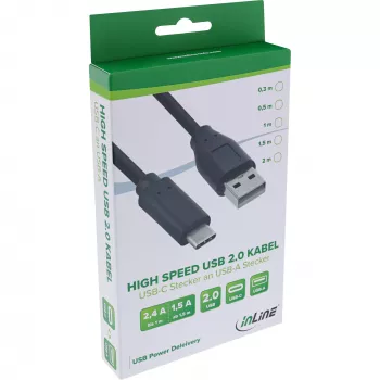 USB 2.0 -kaapeli InLine 35732 USB-C-uros USB-A-uros musta 2 m
