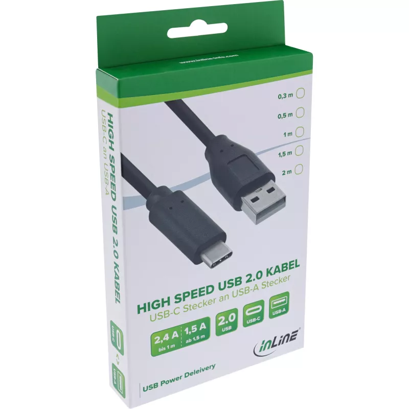 USB 2.0 -kaapeli InLine 35736 USB-C-uros / USB-A-uros musta 0,5 m