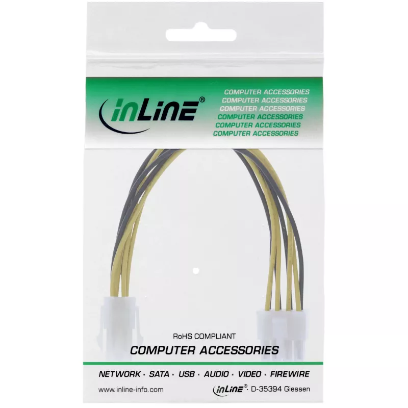 InLine emolevyn virtasovitin 12V ATX1.3 4-napainen liitin / ATX2.0 8 Pin -pistoke