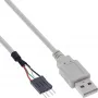 InLine USB 2.0 -adapterikaapeli USB Type-A pistoke / pin-header-pistoke, 0,40 m