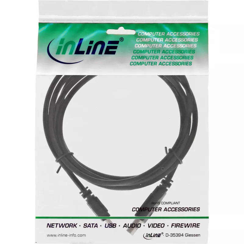 InLine USB 2.0 Mini -kaapeli USB Type-A pistoke / Mini B pistoke, 5-napainen, musta, 1 m