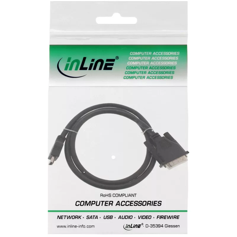 InLine HDMI-DVI -kaapeli HDMI-pistoke / DVI-pistoke 18+1 musta 1 m