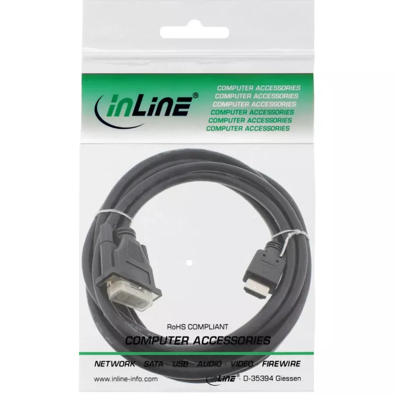 InLine HDMI-DVI -kaapeli HDMI-pistoke / DVI-pistoke 18+1 musta 3 m