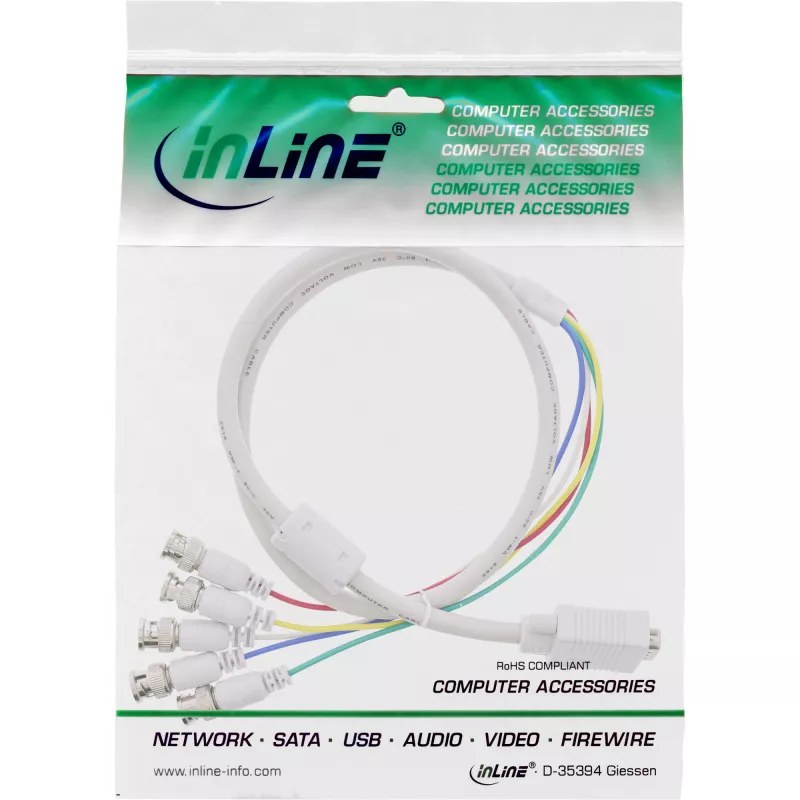 InLine VGA BNC -kaapeli 5x BNC / HD 15 pistoke 5 m