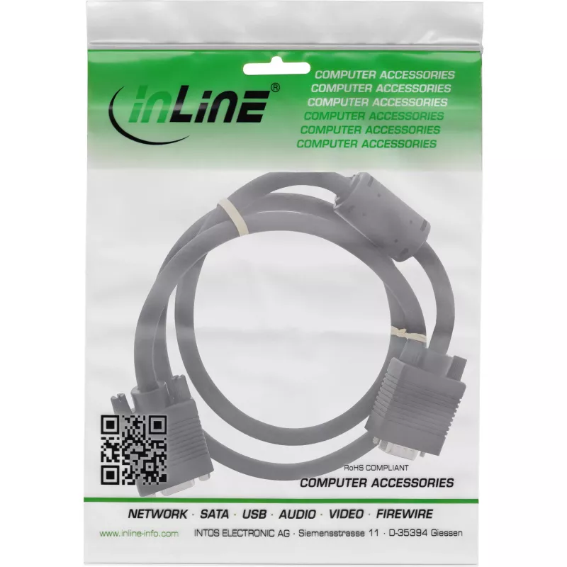 InLine S-VGA-jatkokaapeli 15HD pistoke/liitin musta 0,3 m