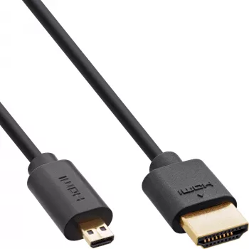 InLine Slim Ultra High Speed HDMI-kaapeli AM/DM 8K4K kullattu musta 1 m