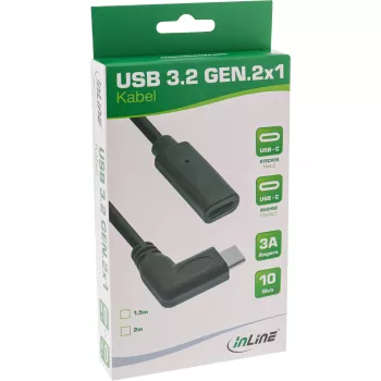 USB 3.2 Gen.1x2 -kaapeli InLine 35782 USB-C pistoke kulma / liitin musta 2 m