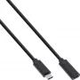 InLine USB 3.2 Gen.2x2 jatkokaapeli, USB-C pistoke/liitin, musta, 0,5 m