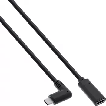 InLine USB 3.2 Gen.1x2 -kaapeli, USB-C pistoke kulma / liitin, musta, 1 m