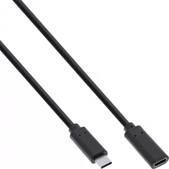 InLine USB 3.2 Gen.1x2 jatkokaapeli, USB-C pistoke/liitin, musta, 1,5 m