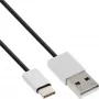 InLine USB 2.0 -kaapeli, USB-C pistoke / USB-A pistoke, musta/alumiini, joustava, 1,5 m