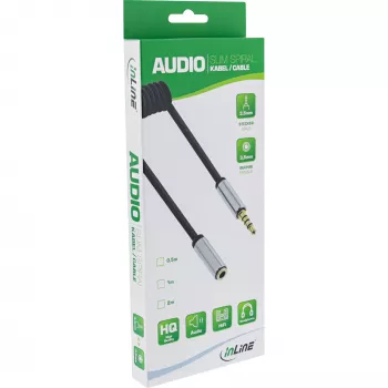 InLine ohut audio spiraalikaapeli 3,5 mm pistoke / liitin, 4-napainen, stereo, 2 m
