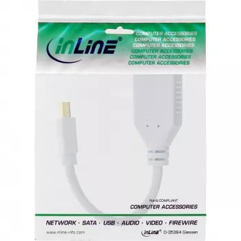 InLine Mini DisplayPort pistoke DisplayPort liittimeen -kaapeli, 4K2K, valkoinen, 0,15 m