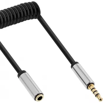 InLine ohut audio spiraalikaapeli 3,5 mm pistoke / liitin, 4-napainen, stereo, 0,5 m