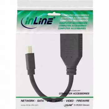 InLine adapterikaapeli Mini DP pistoke DisplayPort liittimeen, 4K2K, musta, 0,15 m