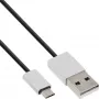 InLine Micro-USB 2.0 -kaapeli, USB Type-A / Micro-B M/M, musta/alumiini, joustava, 1 m