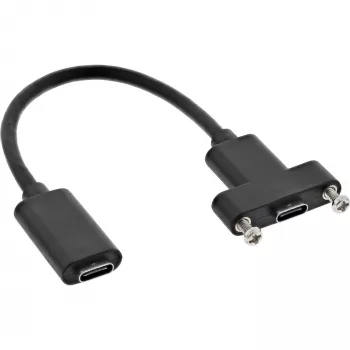 InLine USB 3.2 C naaras/naaras laippakaapelilla, musta, 0,20 m